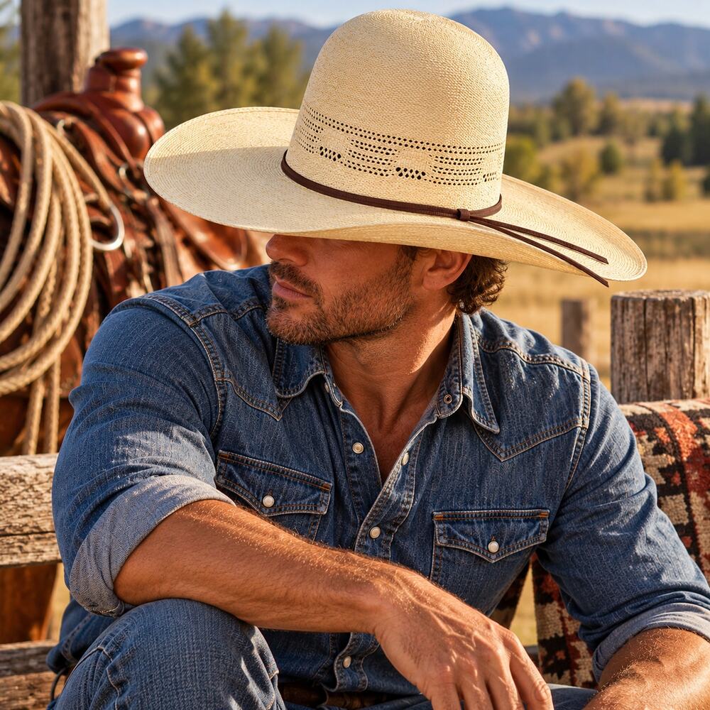 Twister Genuine Bangora Straw Cowboy Hat Size 7 Western 4” Brim Mexico